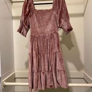 Baltic Born Pink Velvet Midi Dress